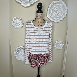 Anthropologie Postmark Ginny Layered Blouse Sweater Cream & Floral Print…